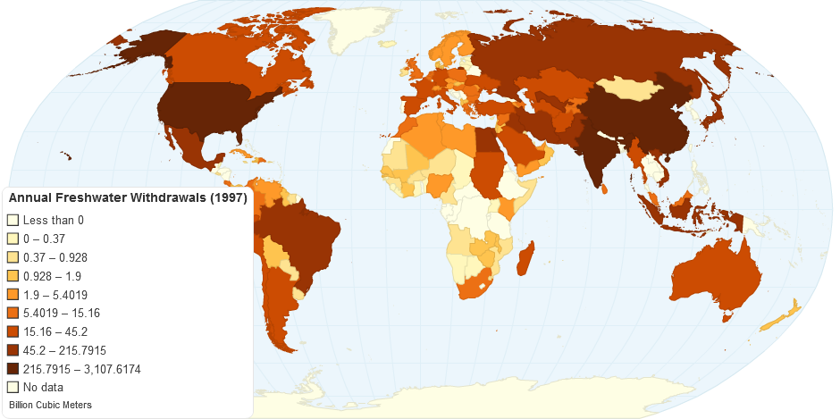 Annual Freshwater Withdrawals Total Billion Cubic Meters 1997