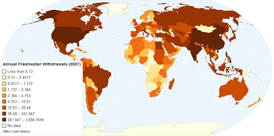 Annual Freshwater Withdrawals Total Billion Cubic Meters (2007)