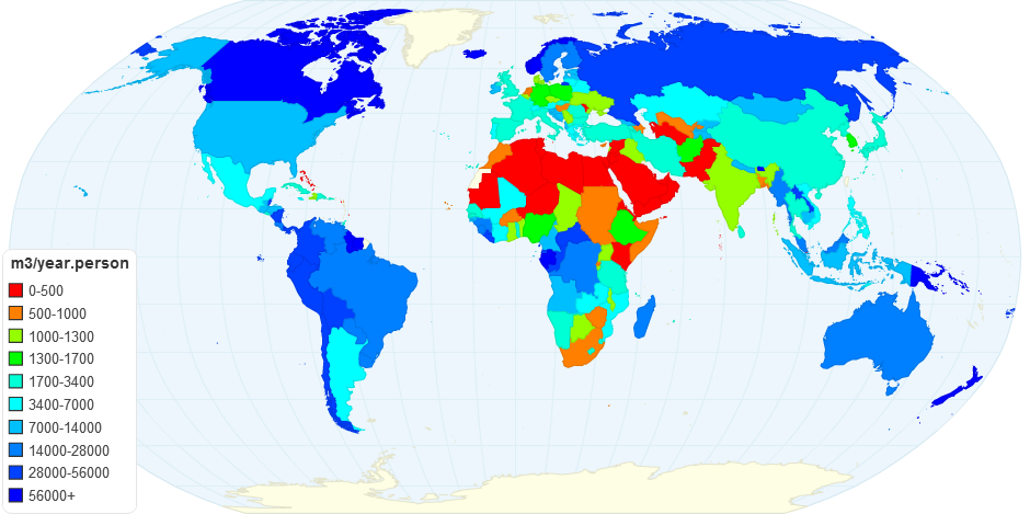Water Resources per capita by Country (2011)