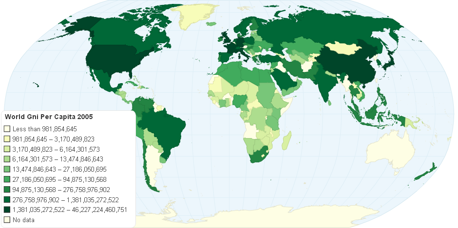 World Gni Per Capita 2005