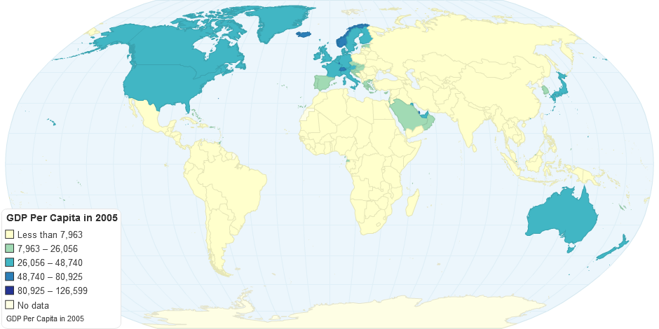 Worldwide Gdp Per Capita in 2005