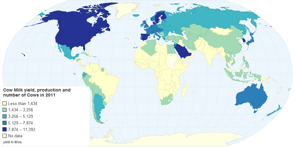 Cow Milk yield, production and number of Cows in 2011