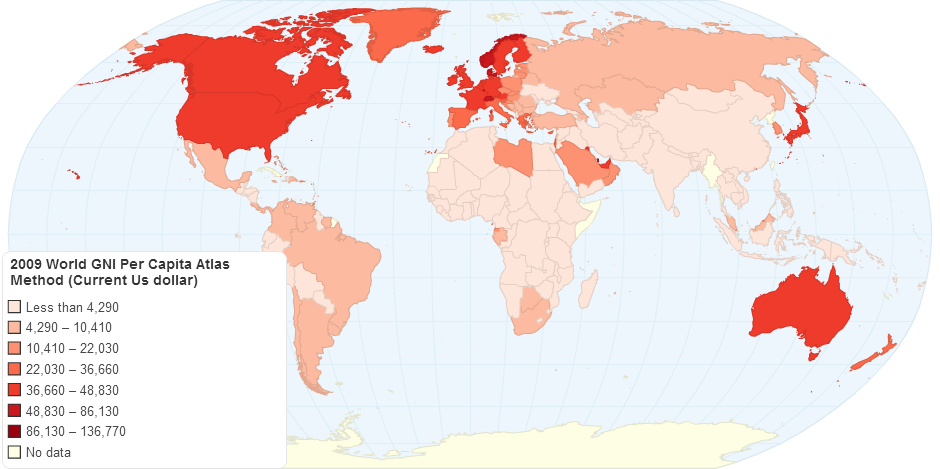 World GNI Per Capita, Atlas Method (Current Us dollar)