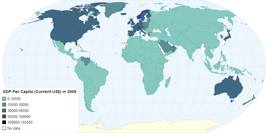 GDP Per Capita (Current US$) in 2009 (JL)