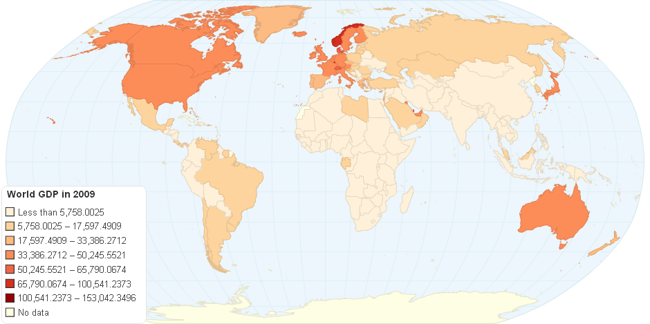 GDP Per Capita in Current USD for the Year 2009