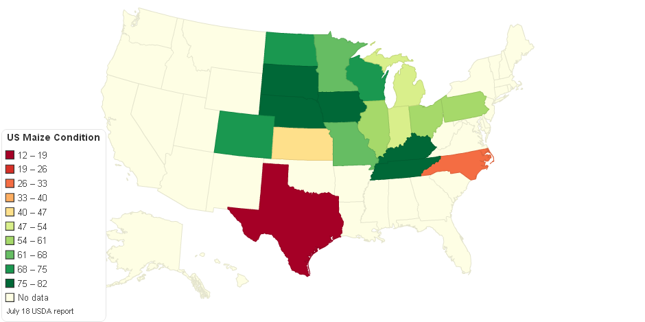 US Maize Crop Condition July 18