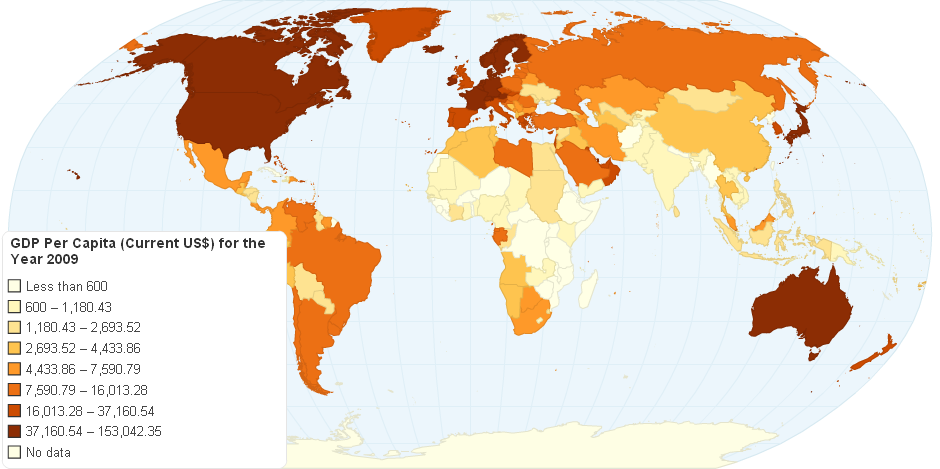 GDP Per Capita (current US$) for the Year 2009