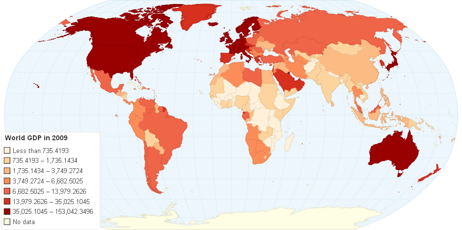 GDP Per Capita in Current USD for the Year 2009