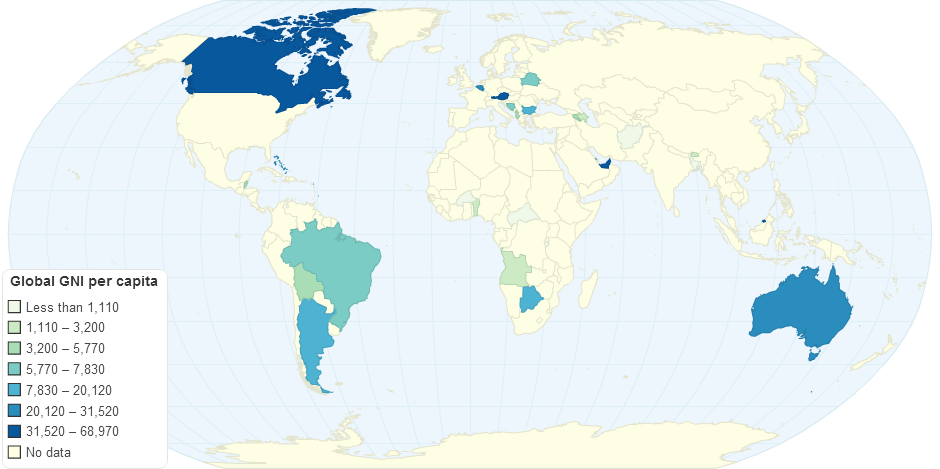 Global GNI Per Capita PPP(current International US$)