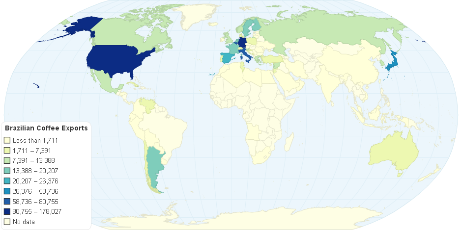 Brazilian First Half Unroasted Coffee Exports