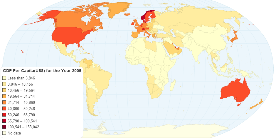 Gdp Per Capita in Us Dollar for the Year 2009