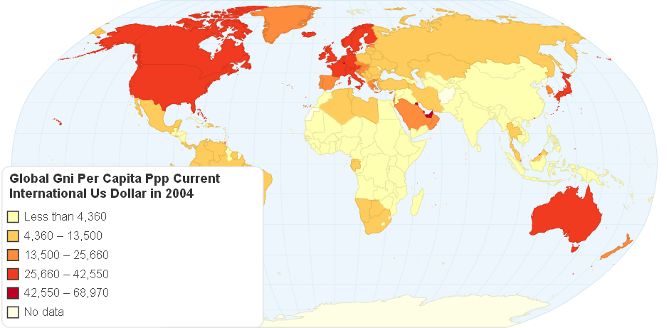 GLOBAL GNI PER CAPITA PPP,(CURRENT INTERNATIONAL US$) IN 2004