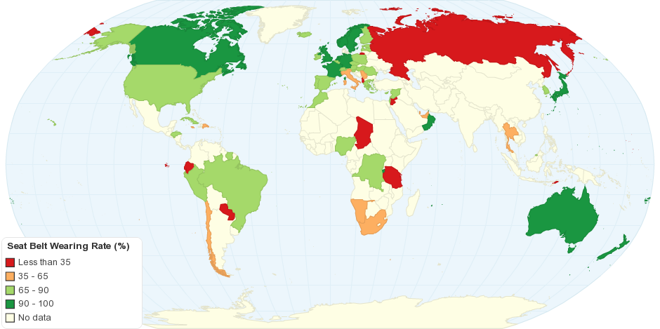 statistics of wearing a seatbelt