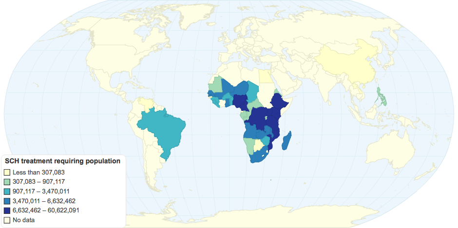 Population Requiring Treatment for Schistosomiasis Annually