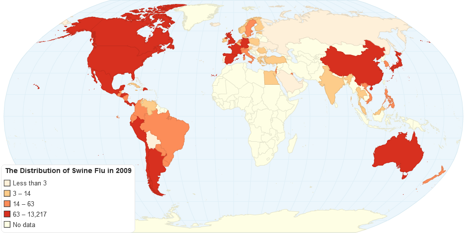 The Distribution of Swine Flu in 2009
