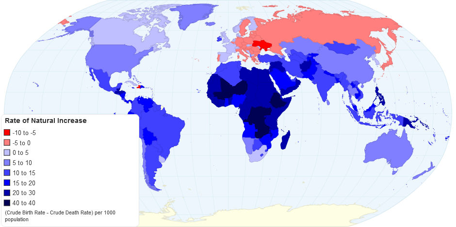 Population Growth, 2010, Rate of Natural Increase