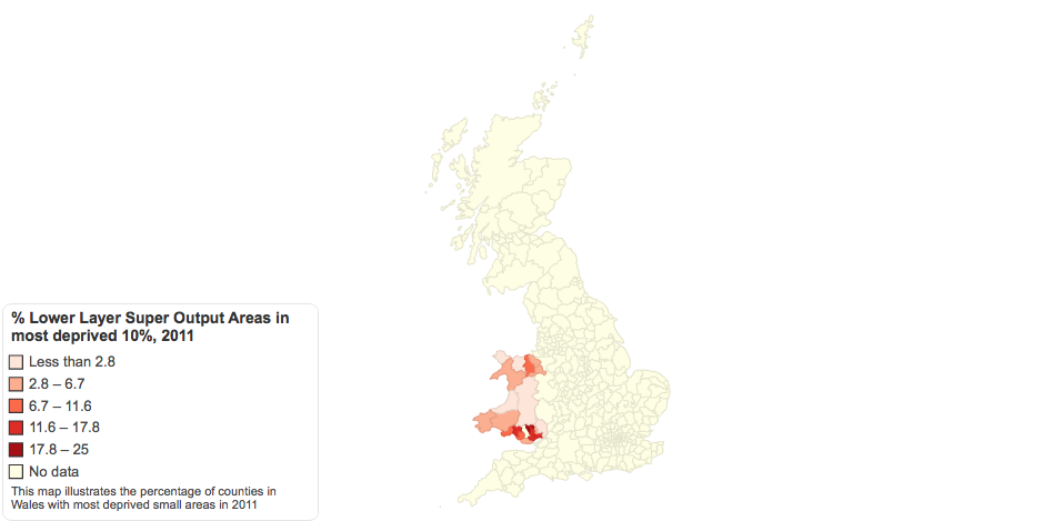 Deprived areas Wales 2011, Stats: Welsh Government