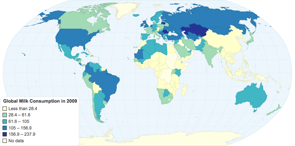 Global Milk Consumption in 2009