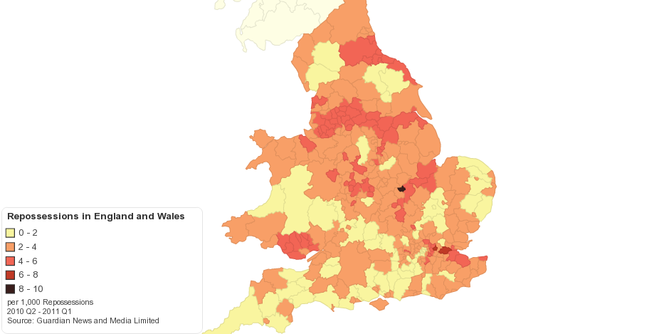 Repossessions in England and Wales (2010 Q2 - 2011 Q1)