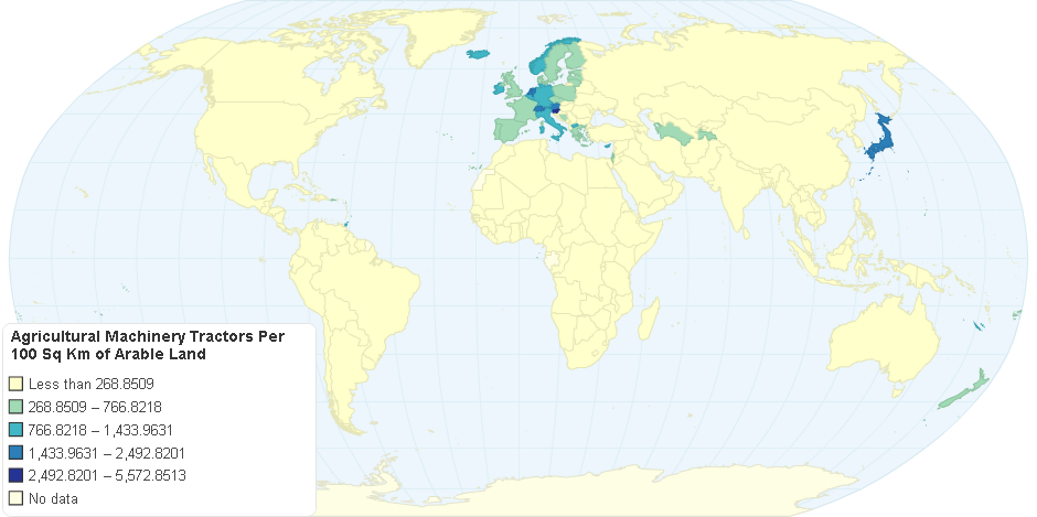 Agricultural Machinery Tractors Per 100 Sq Km of Arable Land