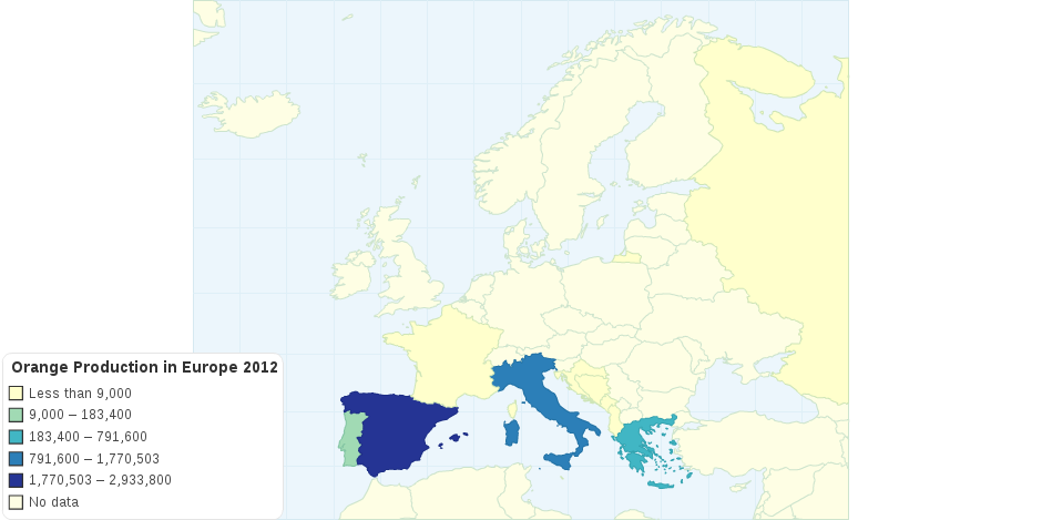 Orange Production in Europe 2012