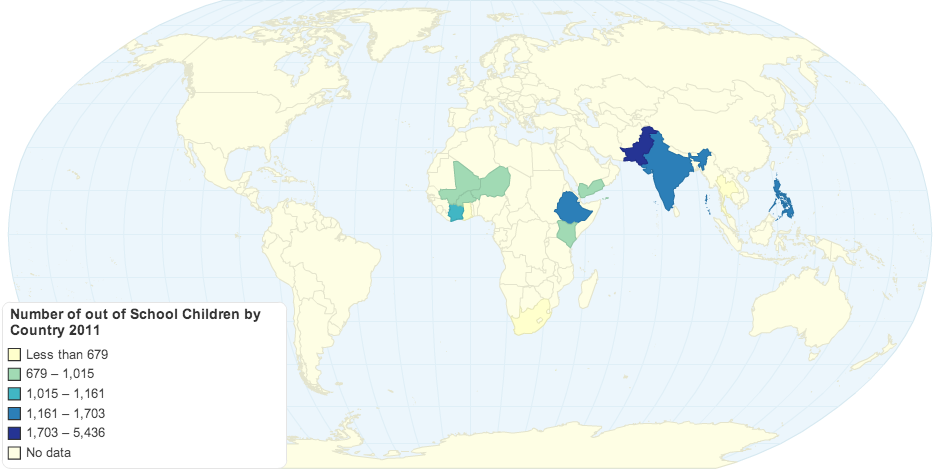 Number of out of School Children by Country 2011