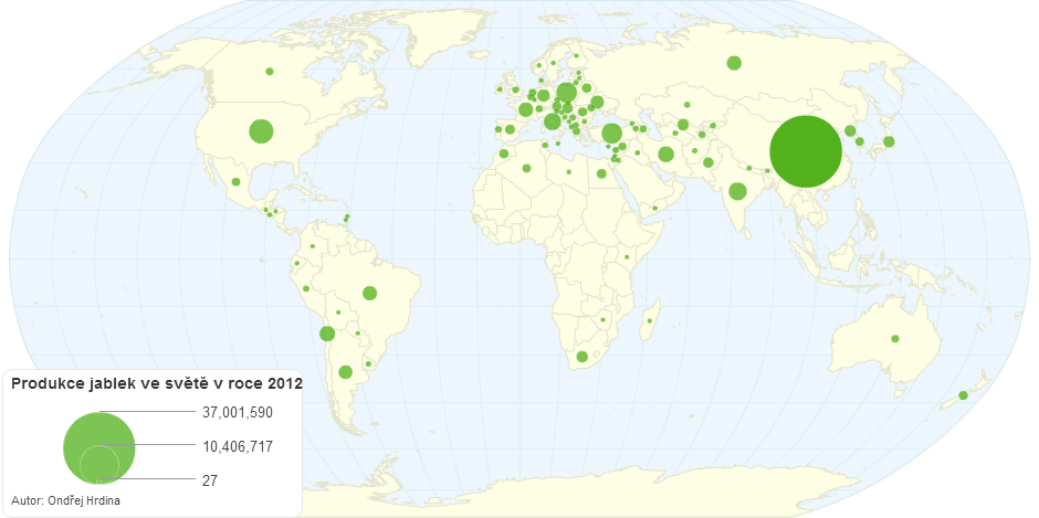 Produkce jablek ve světě v roce 2012
