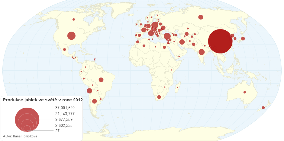 Produkce jablek ve světě v roce 2012