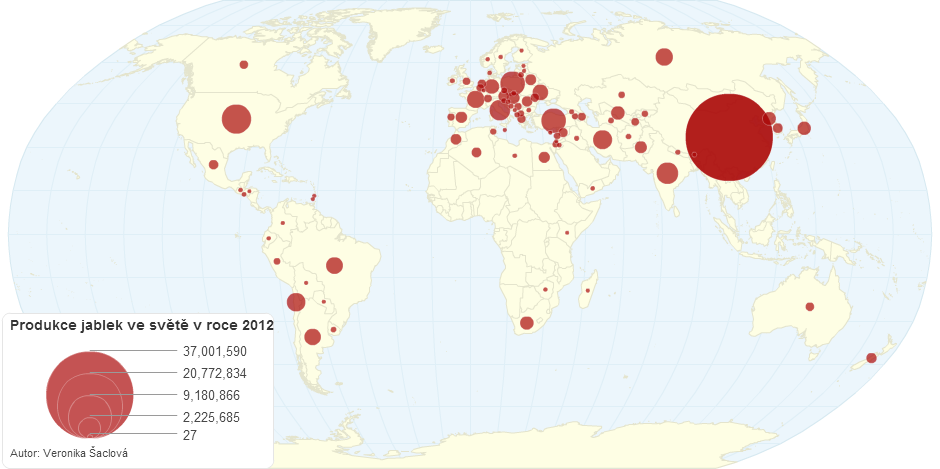 Produkce jablek ve světe v roce 2012