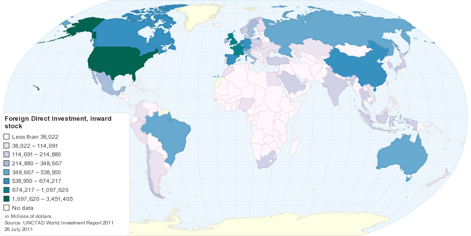 Foreign Direct Investment (FDI), inward stock