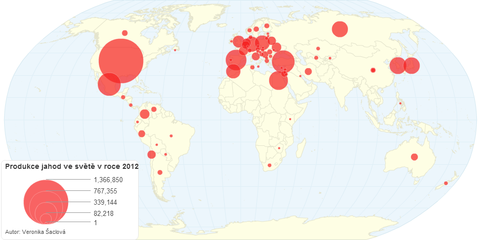 Produkce jahod ve světě v roce 2012