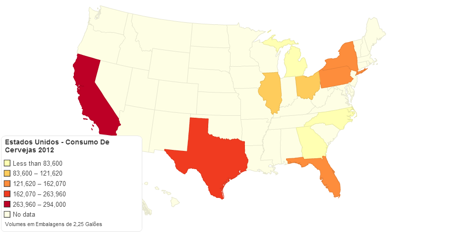 Estados Unidos - Ranking de Consumo de Cervejas 2012