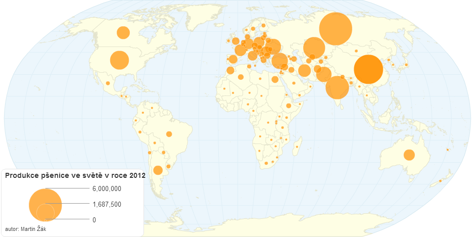 Produkce pšenice ve světě v roce 2012