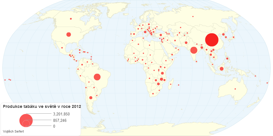 Produkce tabáku ve světě v roce 2012