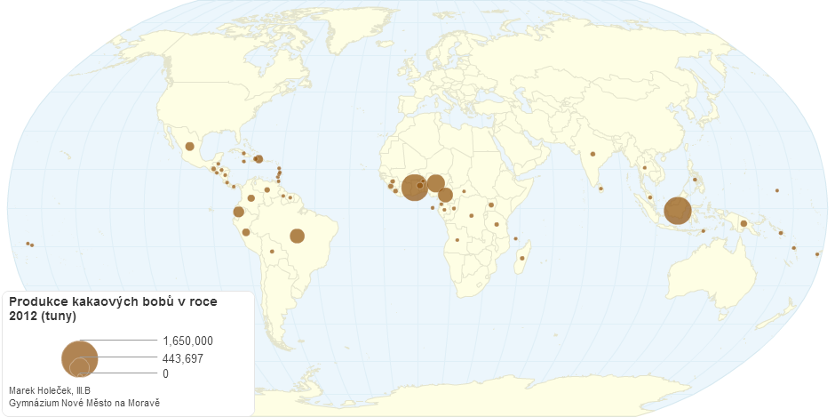 Produkce kakaových bobů v roce 2012