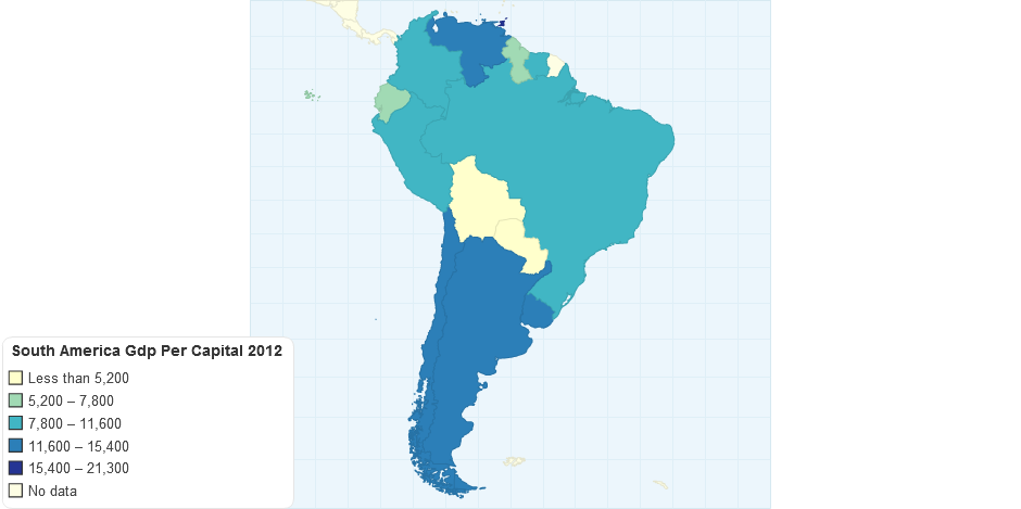 South America Gdp Per Capital 2012
