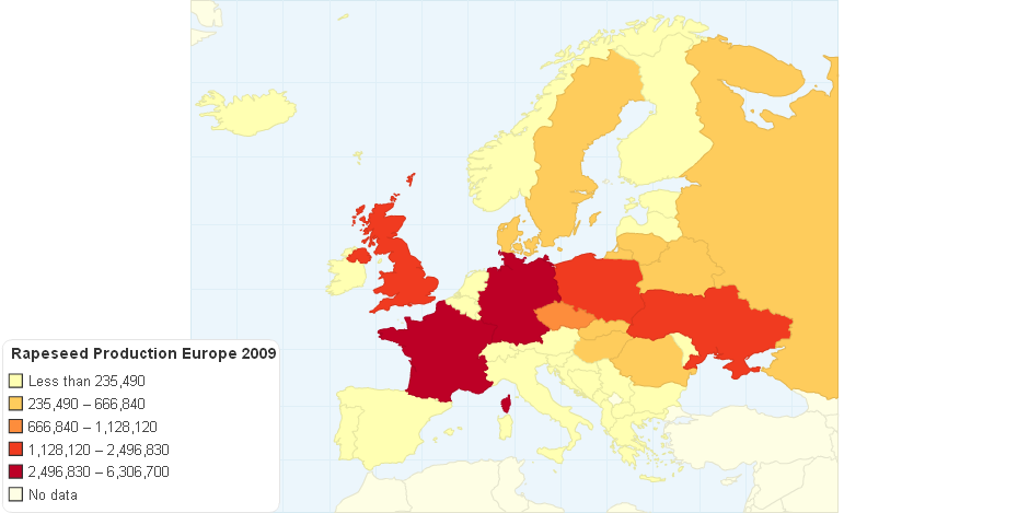 Rapeseed Production Europe 2009