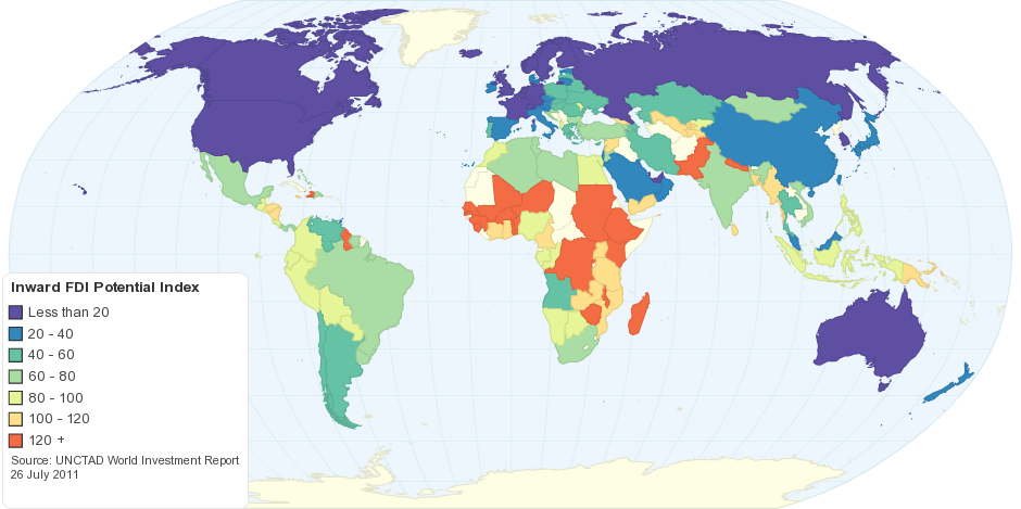 Country Rankings by Inward FDI Potential Index