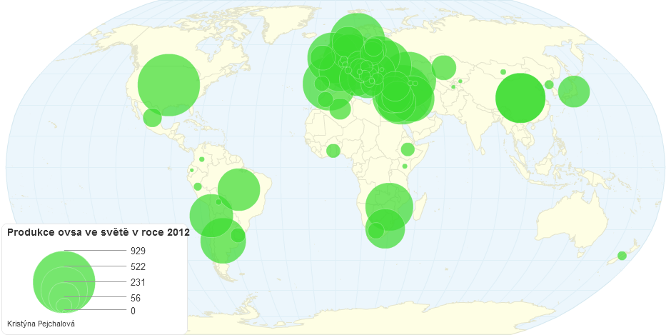 Produkce ovsa ve světě v roce 2012