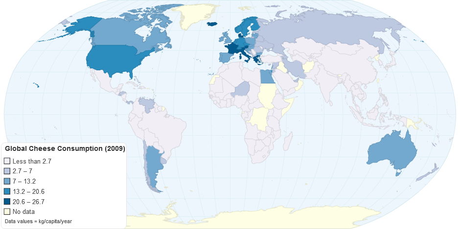 Global Cheese Consumption 2009