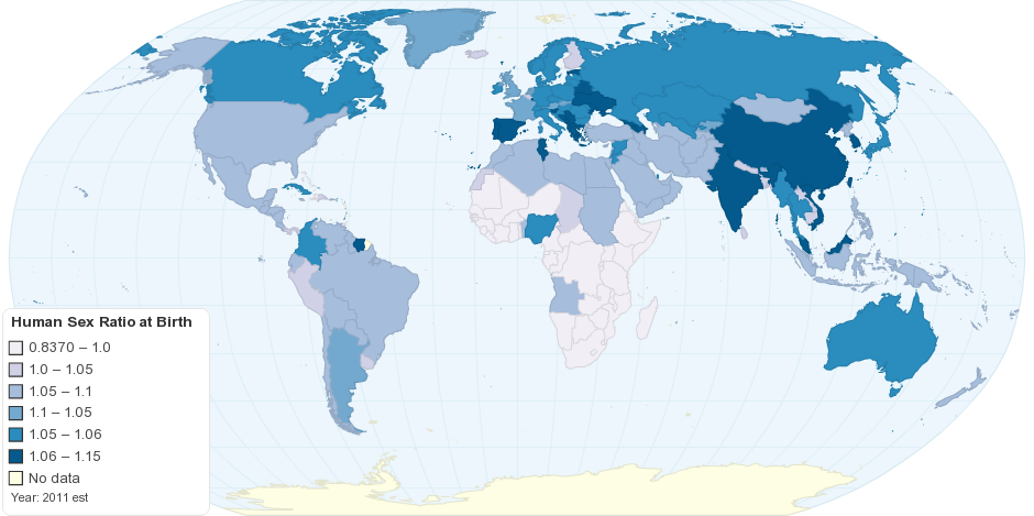 Worldwide Human Sex Ratio At Birth 3299