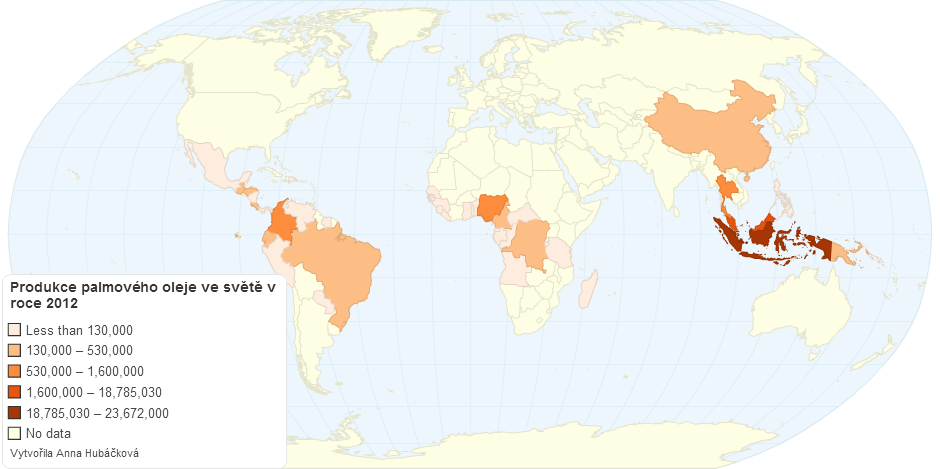 Produkce palmového oleje ve světě v roce 2012