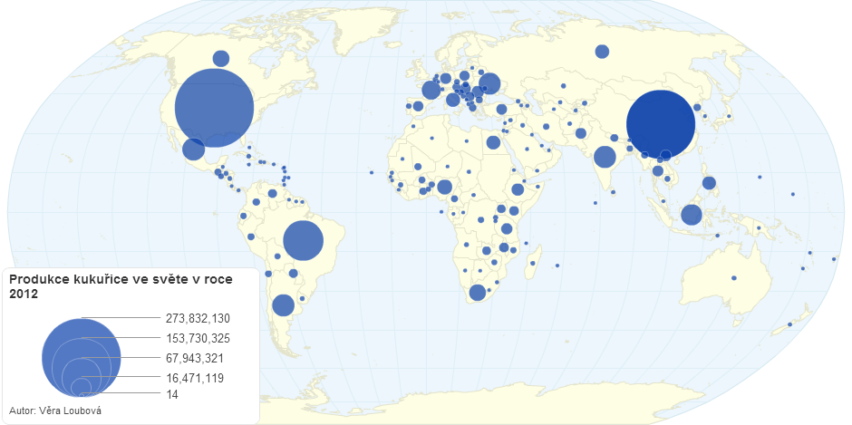 Produkce kukuřice ve světě v roce 2012