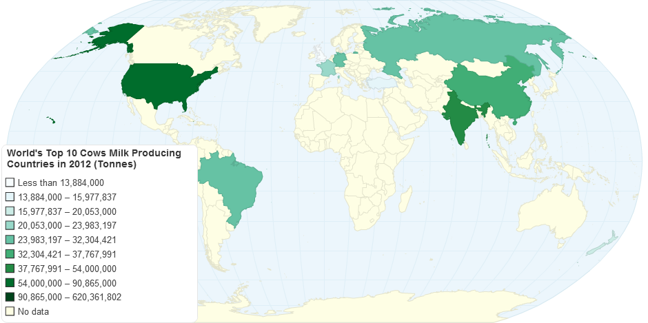 World S Top 10 Cow S Milk Producing Countries In 2012 Tonnes