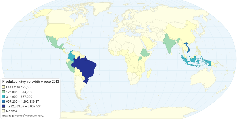 Produkce kávy ve světě v roce 2012