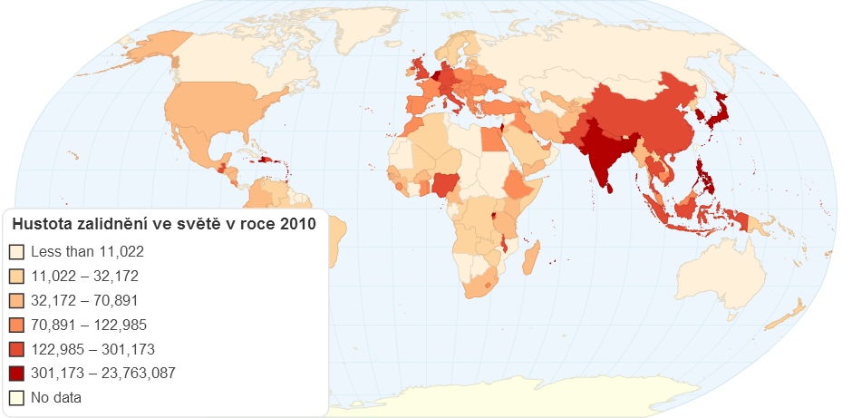 Hustota zalidnění ve světě