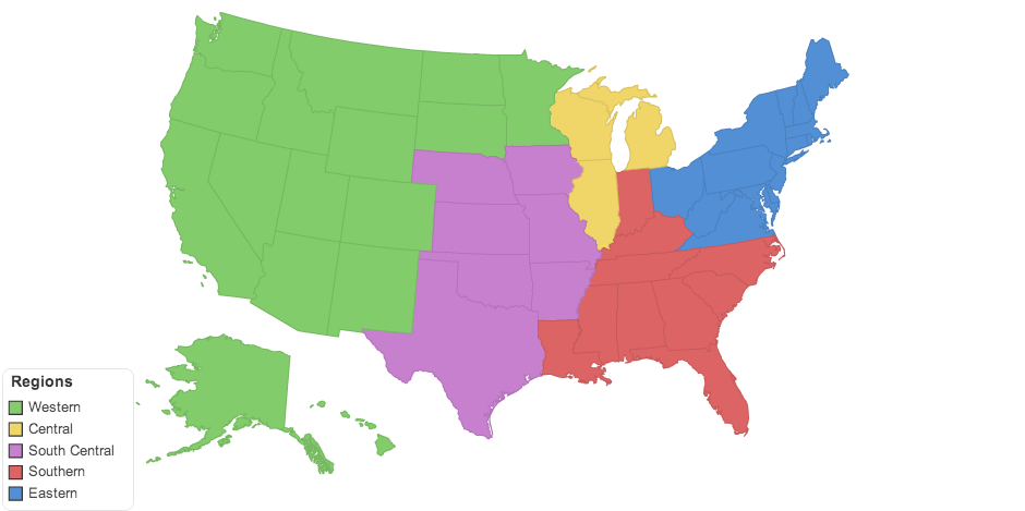 Allied Machine USA Sales Regions