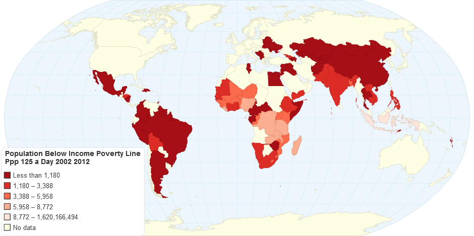 Population Below Income Poverty Line Ppp 125 a Day 2002 2012