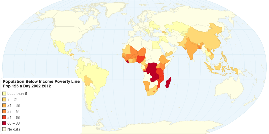 Population Below Income Poverty Line Ppp 125 a Day 2002 2012