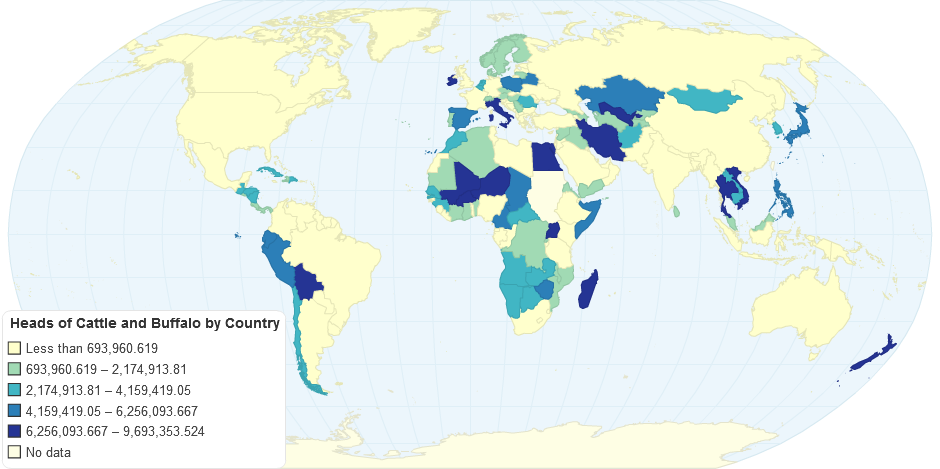 Heads of Cattle and Buffalo by Country